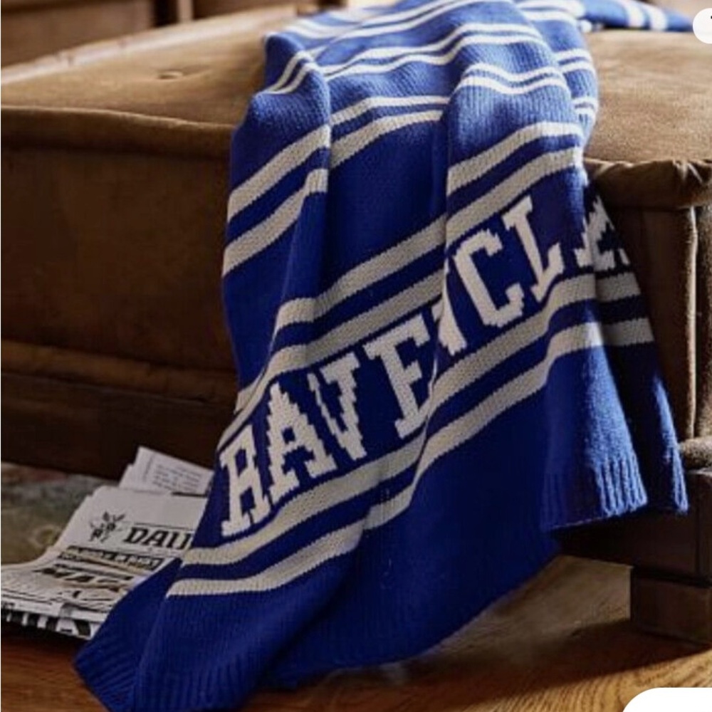 Pottery Barn Teen Harry Potter RAVENCLAW Knit Throw Blanket 50"x 60” Blue